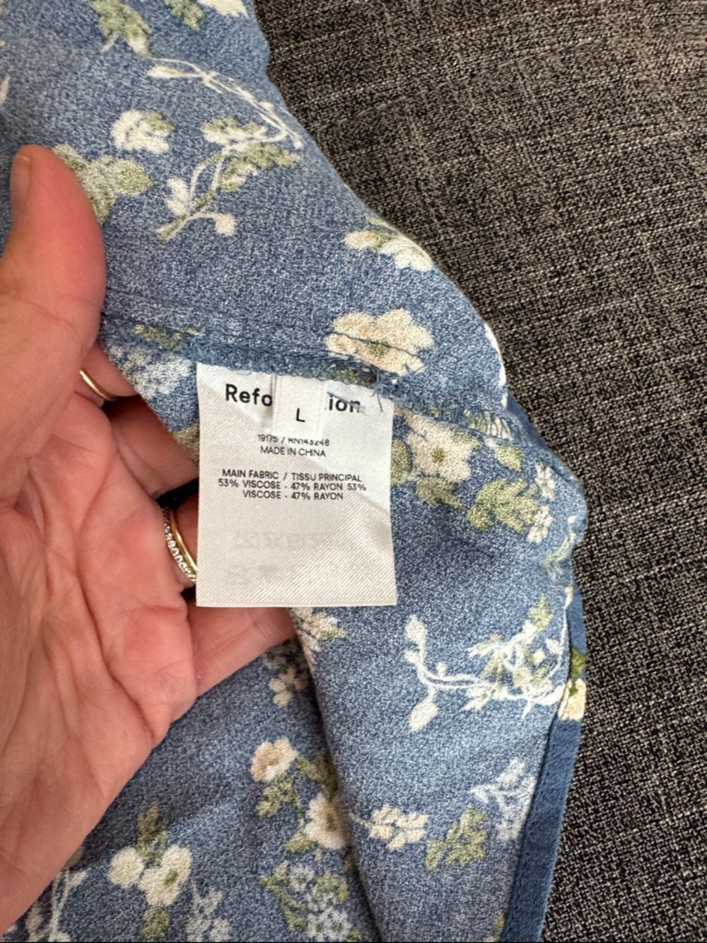 Reformation Blue Floral Mini Slip Dress Size L Cottagecore - Picture 3 of 4